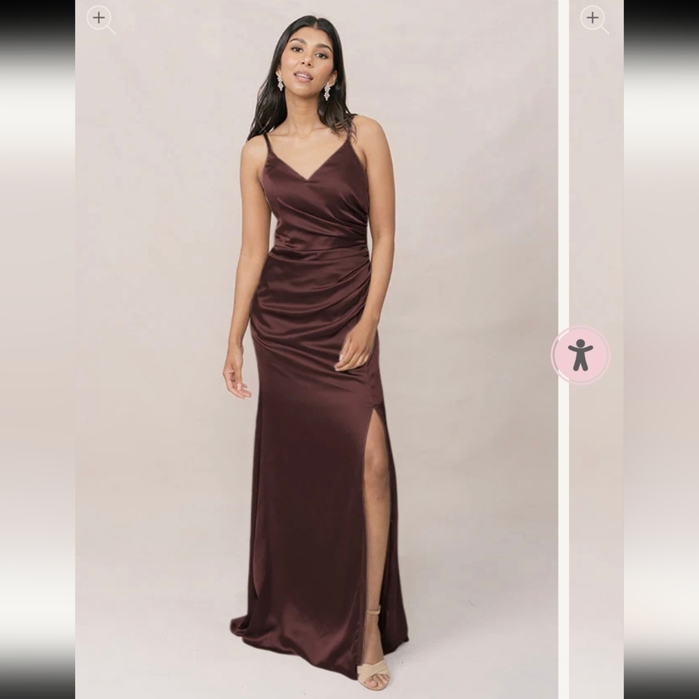 Revelry Deep Brown Satin Maxi Dress